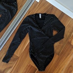 American Apparel polka dot long sleeve bodysuit